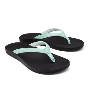 OluKai "Puawe" Women's Sandals- Sea Glass on Black