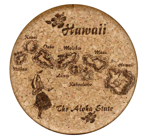 GrafixMat Cork Coaster Map of Hawaii