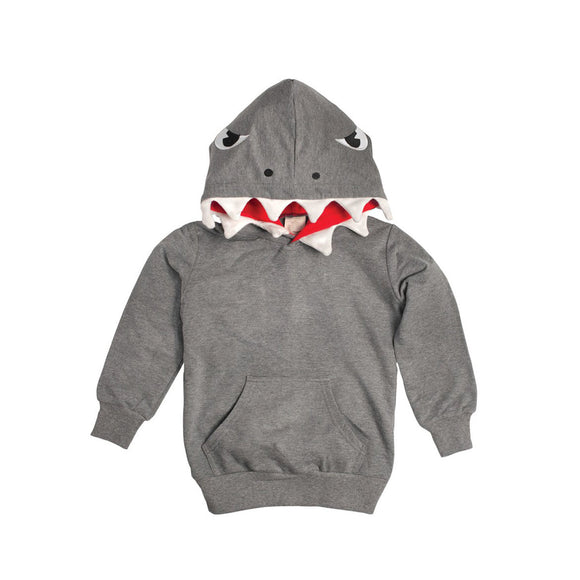 Doodle Pants Kids Cotton Shark Hoodie- Gray
