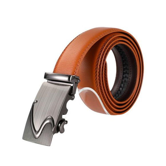 Brown Vegan leather belt with metal buckle