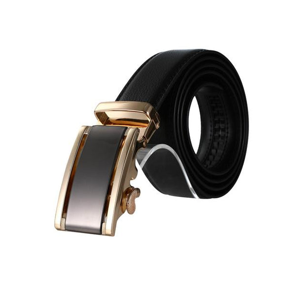 Black vegan leather belt with a metal clasp