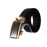 Black vegan leather belt with a metal clasp