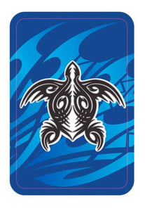 Deck of cards with tribal theme and turtle- blue background