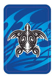 Deck of cards with tribal theme and turtle- blue background