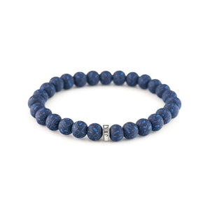 Jilzarah Men's Medium Stack Bead Bracelet- French Denim Blue