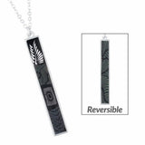 Jilzarah Midnight Palm Vertical Bar Silver Necklace 