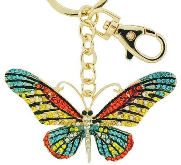 Premium Crystal Butterfly Keychain with lobster claw clasp. Polynesian Cultural Center
