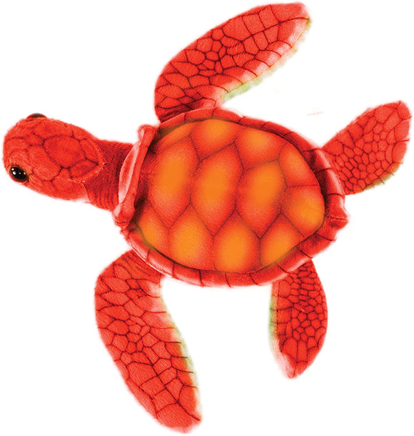 Plushie of a sea turtle that is red