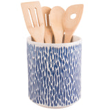 Blue Carved Scale Utensil Crock, 7-Inch