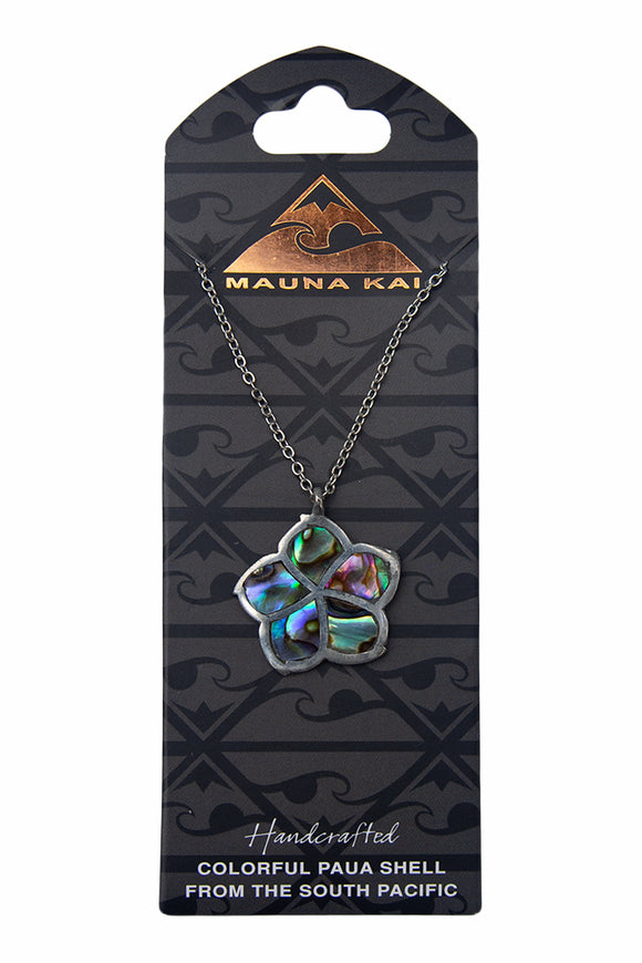 Mauna Kai Pewter and Paua Plumeria Necklace 