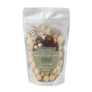 See-through resealable bag of macadamia nuts with attractive packaging