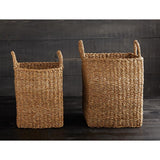 Woven Sea Grass Plant Tubs with Handles Set, 2-Piece