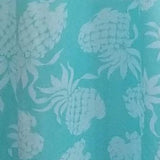 Bali Dress Long Pineapple Aqua Dress Closeup of pineapple print