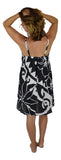 Short Black Balinese Hibiscus Print Dress - Rear View