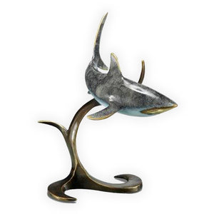 Shark Brass Sculpture - 11"x9.5"x7.5" - Polynesian Cultural Center