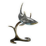 Single Patina Brass Shark Sculpture by San Pacific International 