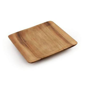 Solid Acacia Wood Square Wood Dining Plate- 8''x 8"
