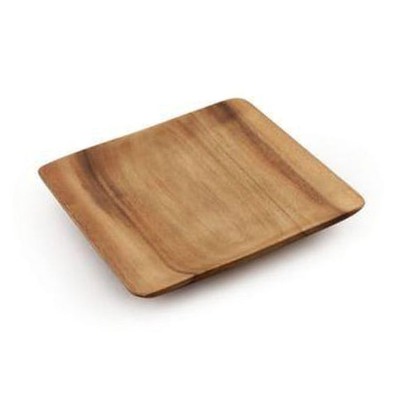 Solid Acacia Wood Square Wood Dining Plate- 8''x 8