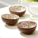 Mother of Pearl Mosaic Polka Dot Coconut Bowl with other similar bowls