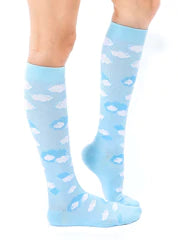 Knee high compression socks with clouds and blue sky print - Polynesian Cultural Center