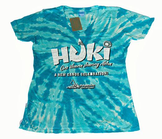 Huki Ocean Tie-Dye T-Shirt, Ladies V-Neck - Polynesian Cultural Center