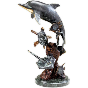 “Dolphin and Friends” Brass Statuette by San Pacific International