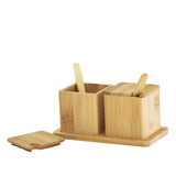 Bamboo Double Dipper Salt Boxes with Spoons