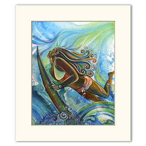 “Duck Dive” by Colleen Wilcox - Matted Print - 11"x14" - Polynesian Cultural Center