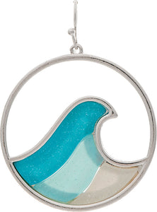 Silver Crystal Blue Waves Earring - The Hawaii Store