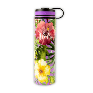 "Aloha Hibiscus" Insulated Stainless Steel Flask- 24 oz.