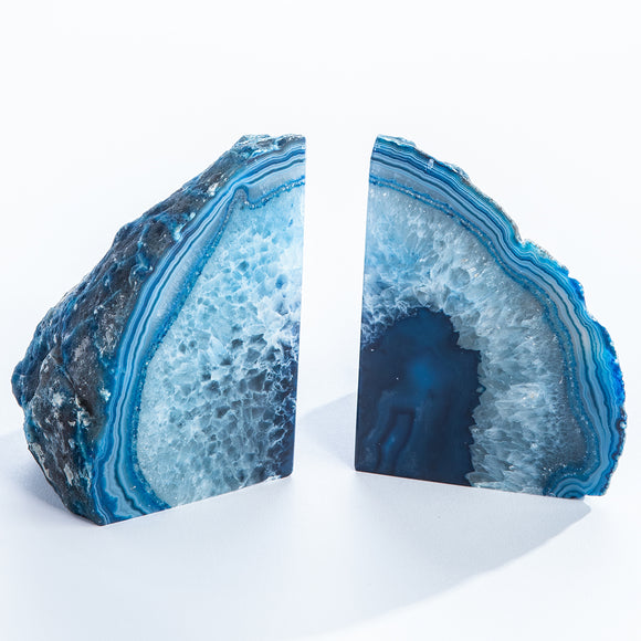 Geocentral Blue Agate Bookends Set, 2-Piece