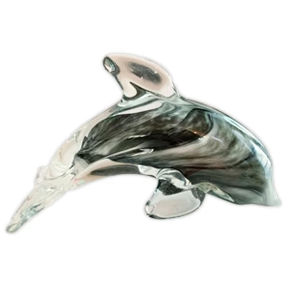 Grey Swirl Glass Dolphin Figurine