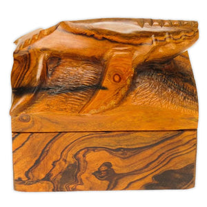 Hand Carved Humpback Whale Wood Box 9 Inches x 6 Inches