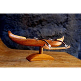 Hand-carved Hawaiian Outrigger Fishing Canoe Replica by Francis Pimmel