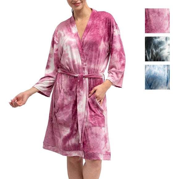 Hello Mello Polyester/Spandex Women's Hand-Dyed Robe- Orchid