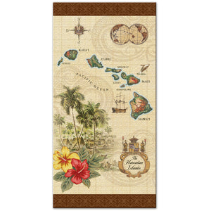Cotton Hawaiian Islands Map Beach Towel