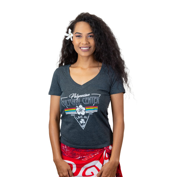 Ladies' Fit V-neck Hibiscus Shirt - Polynesian Cultural Center