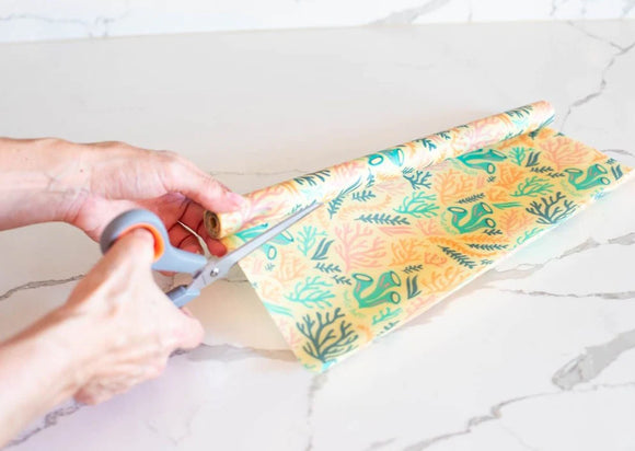 Meli Beeswax Food Storage Wraps Roll- Reef Design Print Cutting to Size