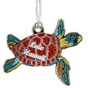 Laie Hawaii Turtle Ornament - Red Glitter 2" - Polynesian Cultural Center