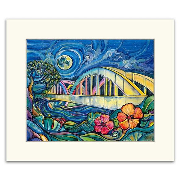 Matted Print - Rainbow Bridge 11x14 - Polynesian Cultural Center