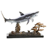 “Shark with Prey” Brass Sculpture 
