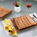 Solid Acacia Wood Square Serving Plate- 10"x10"