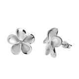 Sterling Silver Plumeria Earrings with Medium Stone - Polynesian Cultural Center