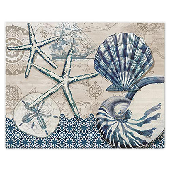 Tide Pool Shell Tempered Glass Cutting Board - 15