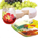 Stemless monstera flower glassware with grapes and chesses