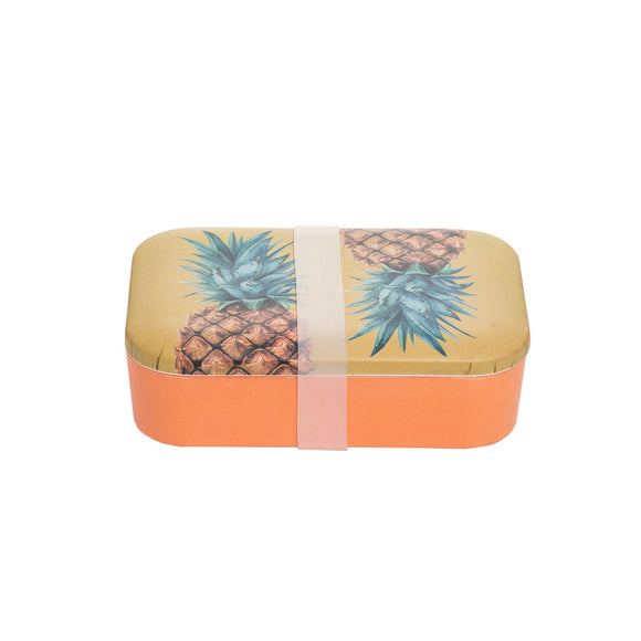 Pineapple Print on a yellow lid with an orange bottom, small container