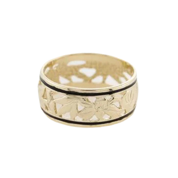 14K Gold Flowers of Hawaii Ring 8mm - Polynesian Cultural Center