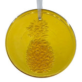 Amber Hanging Glass Pineapple Suncatcher with hanger.