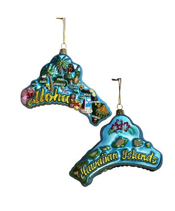 Kurt Adler Hawaiian Islands Glass Christmas Ornament, 5-Inches