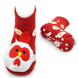 Kid's Boogie toes red socks with 3-D chicken rattles  on the toes